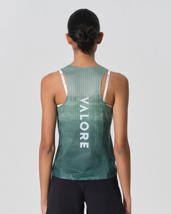 WOMENS RUNNING SINGLET TERRA GRADIENT FOREST SAGE