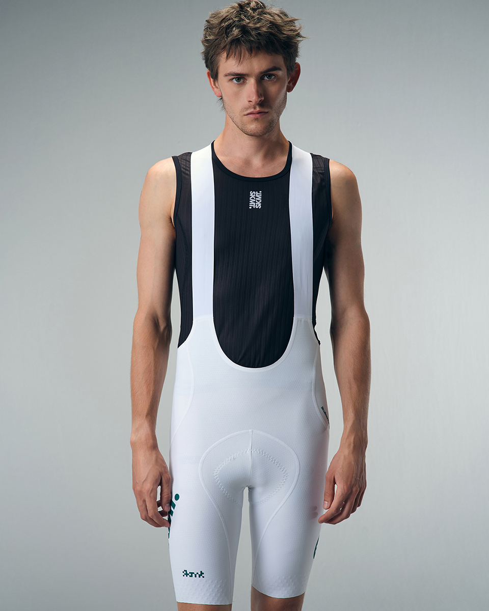 MENS BIB SHORTS FLUX BLOCK - CHALK WHITE