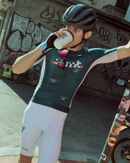 MENS BIB SHORTS FLUX BLOCK - CHALK WHITE