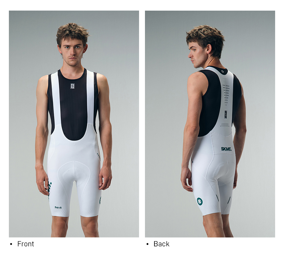 MENS BIB SHORTS FLUX BLOCK - CHALK WHITE