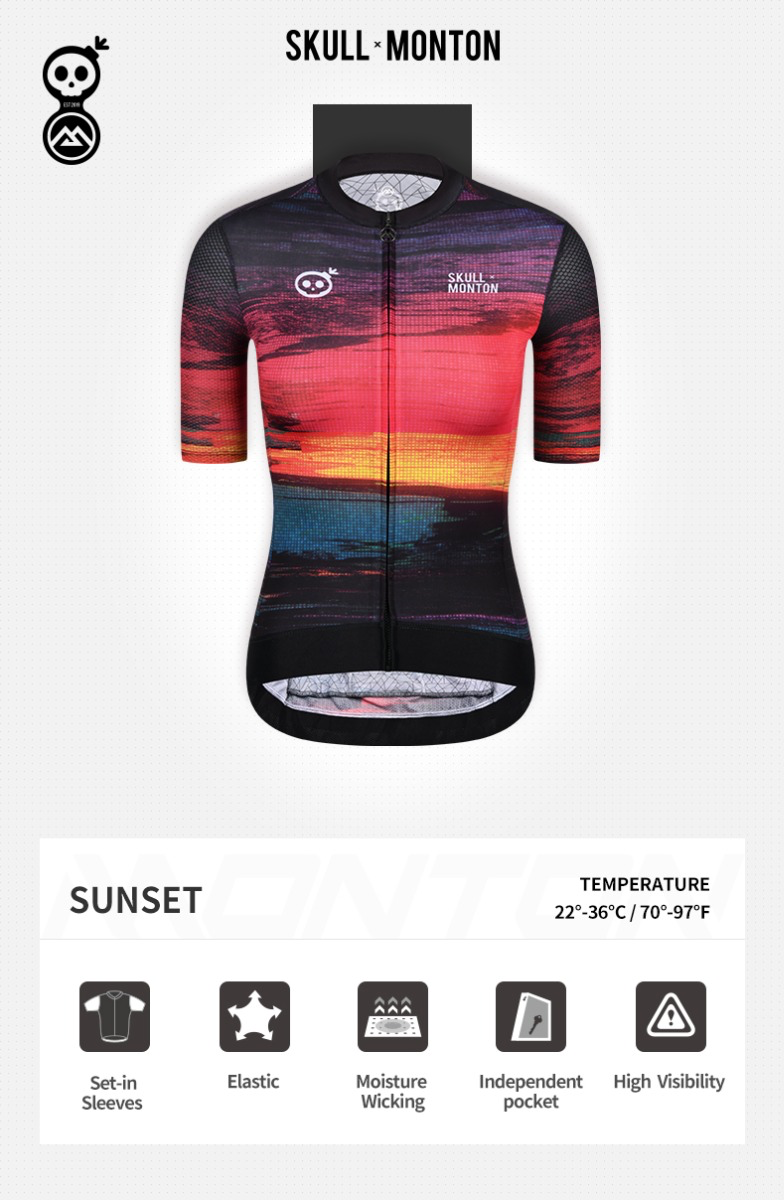 SKULL MONTON WOMENS CYCLING JERSEY SUNSET