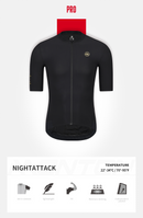 MENS SHORT SLEEVE CYCLING JERSEY PRO NIGHTATTACK BLACK