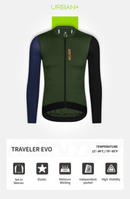 MENS LONG SLEEVE CYCLING JERSEY URBAN TRAVELER EVO GREEN