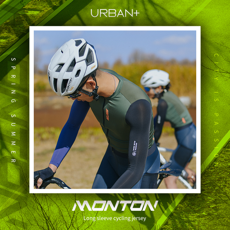 MENS LONG SLEEVE CYCLING JERSEY URBAN TRAVELER EVO GREEN