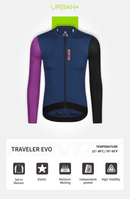 MENS LONG SLEEVE CYCLING JERSEY URBAN TRAVELER EVO BLUE