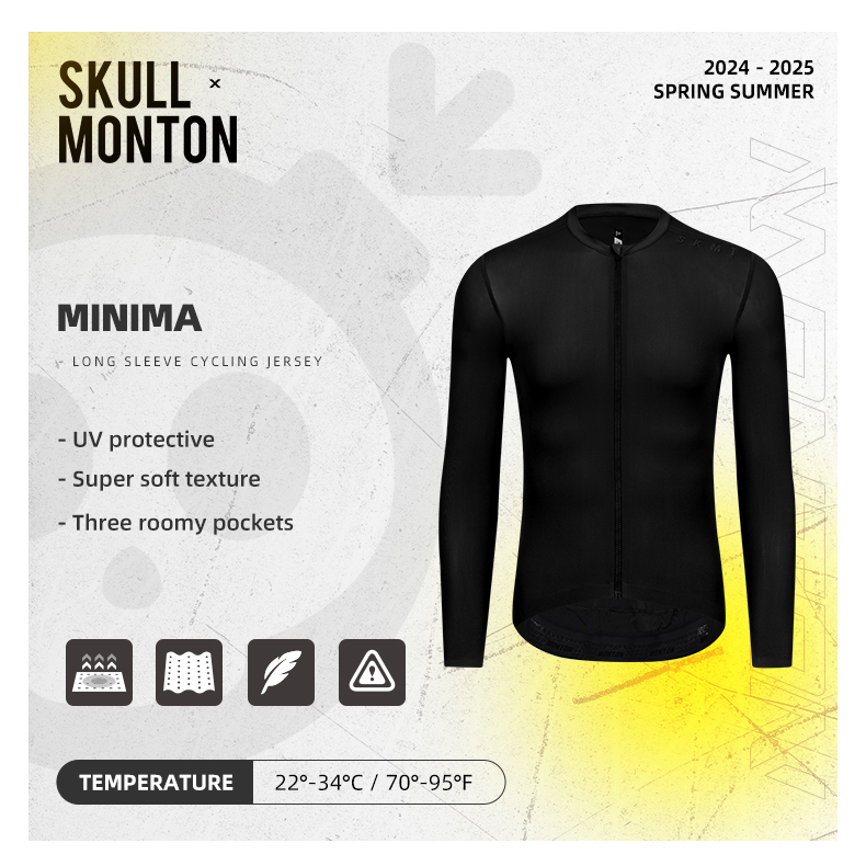 SKULL MONTON MENS LONG SLEEVE JERSEY MINIMA BLACK