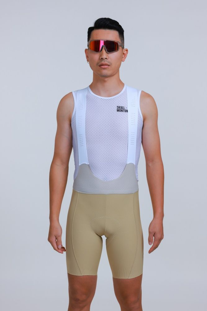 SKULL MONTON MENS BIB SHORTS MINIMA KHAKI CORNSILK YELLOW