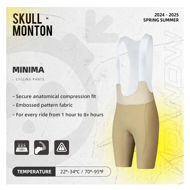 SKULL MONTON MENS BIB SHORTS MINIMA KHAKI CORNSILK YELLOW