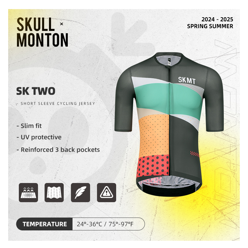 SKULL MONTON MENS JERSEY SK TWO CARBON GRAY  - GEO GRAY