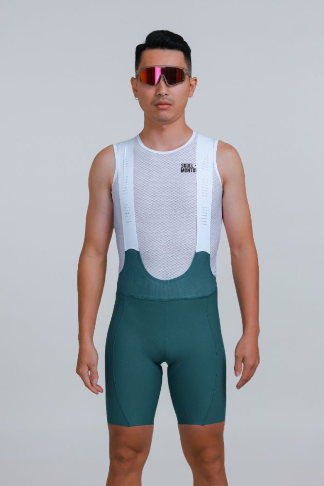 SKULL MONTON MENS BIB SHORTS MINIMA TEAL GREEN