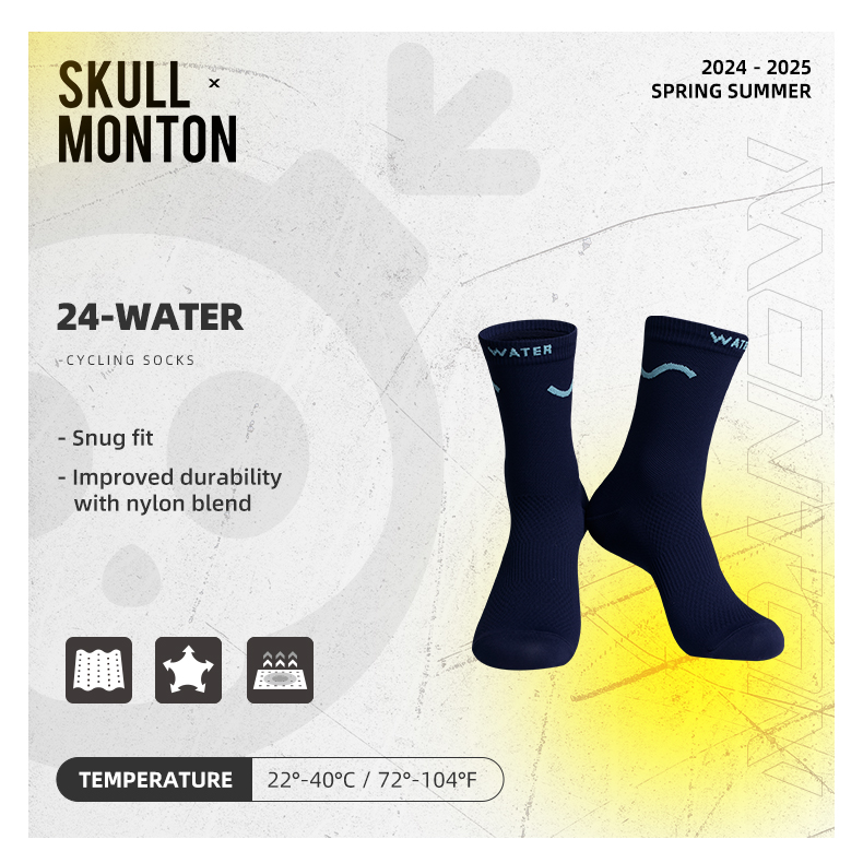 SKULL MONTON WOMENS CYCLING SOCKS 24-WATER