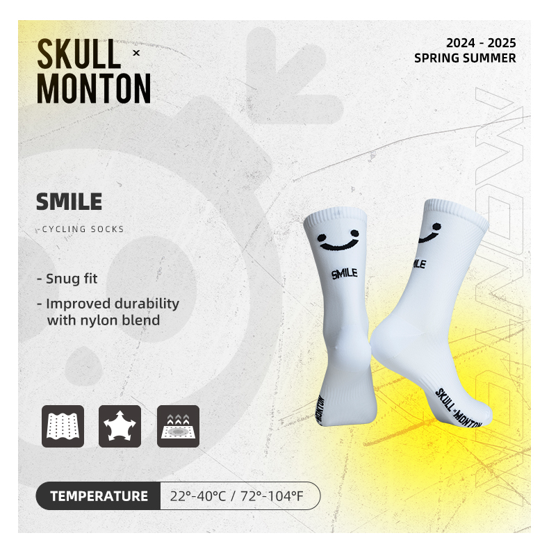 SKULL MONTON CYCLING SOCKS SMILE WHITE