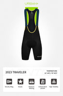 MENS CYCLING BIB SHORTS URBAN+ TRAVELER BLACK