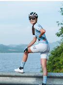 SKULL MONTON WOMENS SHORT SLEEVE CYCLING JERSEY 11AM LIGHT BLUE