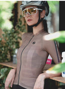 WOMENS SHORT SLEEVE CYCLING JERSEY PRO CARBONFIBER BROWN