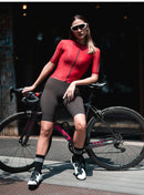 WOMENS SHORT SLEEVE CYCLING JERSEY PRO CARBONFIBER RED