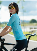 WOMENS SHORT SLEEVE CYCLING JERSEY LIFESTYLE DINOSAUR LIGHT GREEN